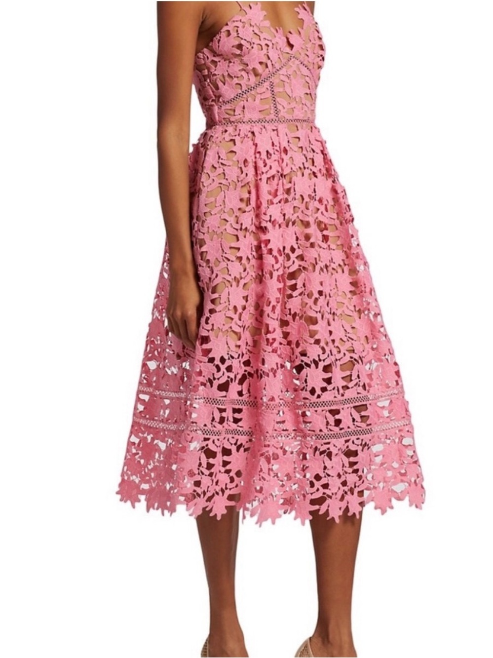 Self portrait azalea midi lace cut dress pink